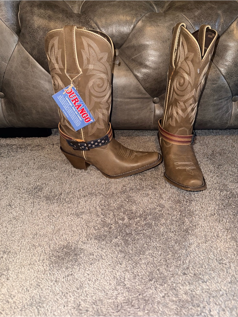Durango Authentic Genuine Leather Crush Women Brown Cowboy Boots New Size 8.5